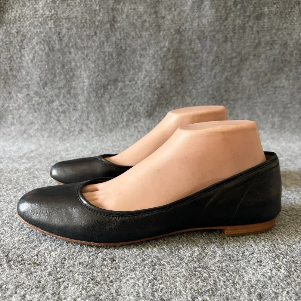 Frye Black Leather Slip-On Ballet Flat Round Toe Women's US 8.5 Comfort - Picture 6 of 10